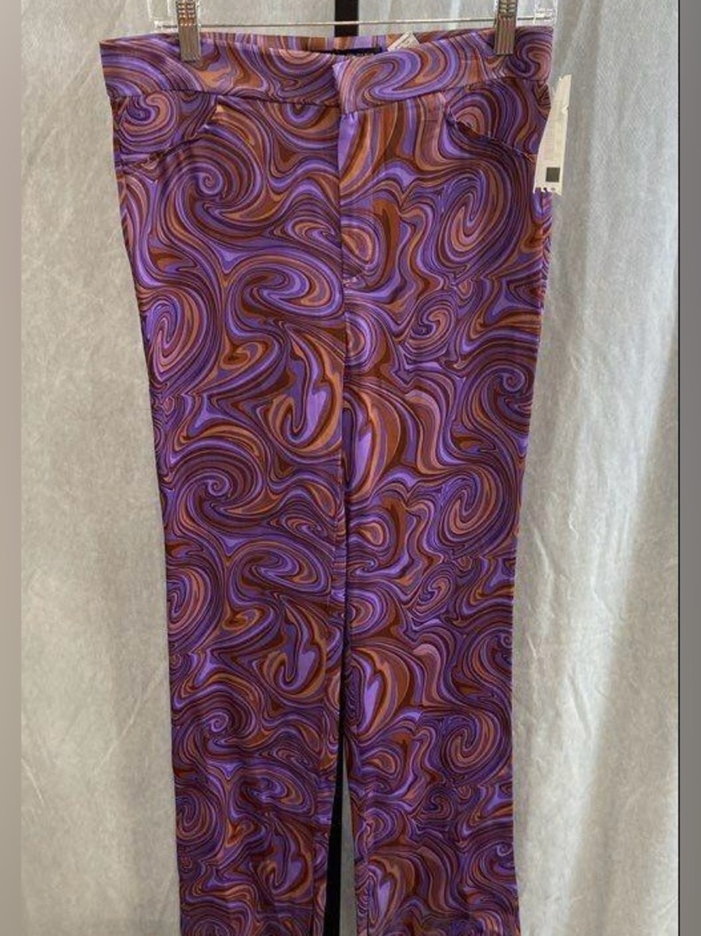 Zara Purple Brown Swirl Boot-Cut Pants